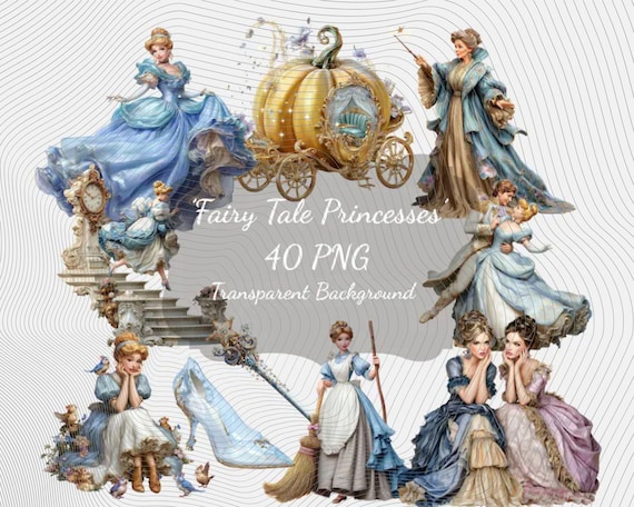 Fairytale Princesses PNG Clipart Set : 40 Piece Printable Art (Digital Download)