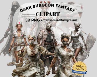 Dark Surgeon Fantasy Characters PNG Clipart : 39 Piece Printable Art (Digital Download)