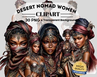 Desert Nomad Women Clipart : 30 PNG Art (Digital Download, Piece PNG Files)