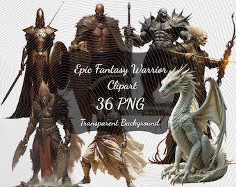 Epic Fantasy Warrior 36 PNG Clipart : Piece Printable Art (Digital Download)