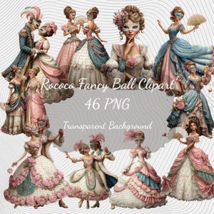 Rococo Fancy Ball Clipart 46 PNG Bundle:  Piece Printable Art (Digital Download)