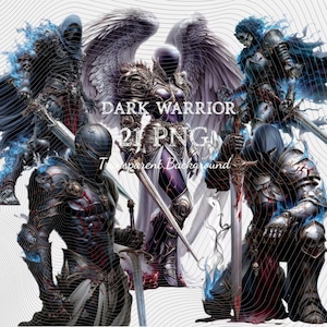 Dark Fantasy Warrior PNG Clipart : 21 Piece Printable Art (Digital Download)