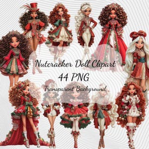 Christmas Nutcracker Doll PNG Clipart Bundle :44 Piece Printable Art (Digital Download)