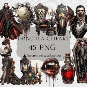 Vampire PNG Clipart Set : 45 Piece Printable Art (Digital Download)