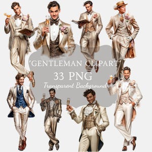 Gentleman Clipart PNG Set (Digital Download, 33 Piece PNG Files)