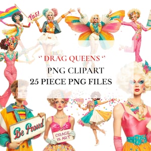 Drag Queen Clipart: 25 Piece LGBT PNG Files (Digital Download)