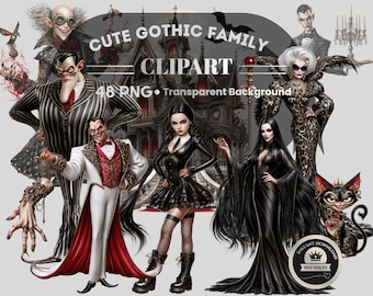 Gothic Family Clipart Bundle: Spooky Mansion Characters (Digital Download)