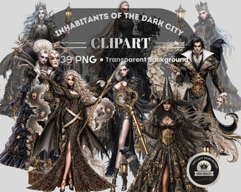 Inhabitants of the Dark City Clipart : 39 PNG Art (Digital Download, Piece PNG Files)