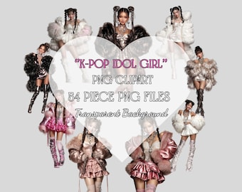 K-Pop Idol Clipart: PNG Stickers (54 Piece PNG Printable Files) (Digital Download)