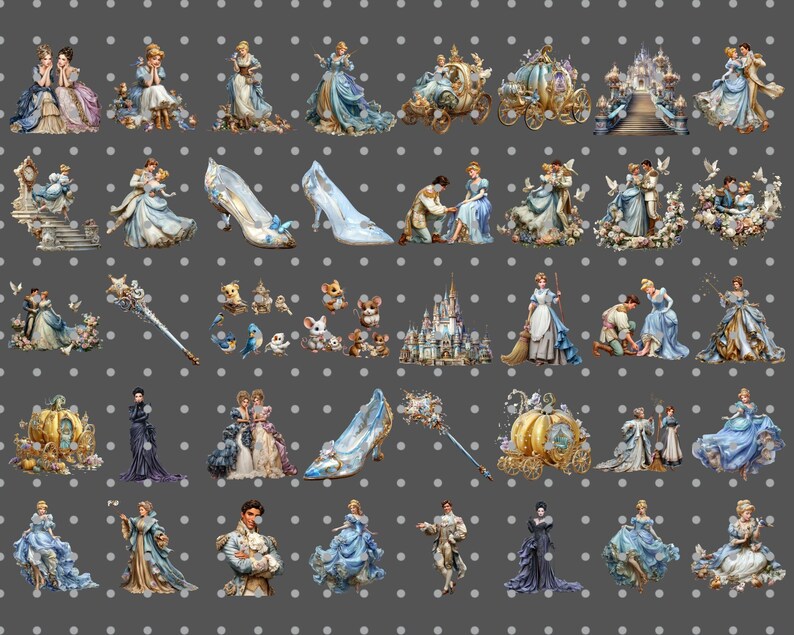 Fairytale Princesses PNG Clipart Set : 40 Piece Printable Art (Digital Download) image 15