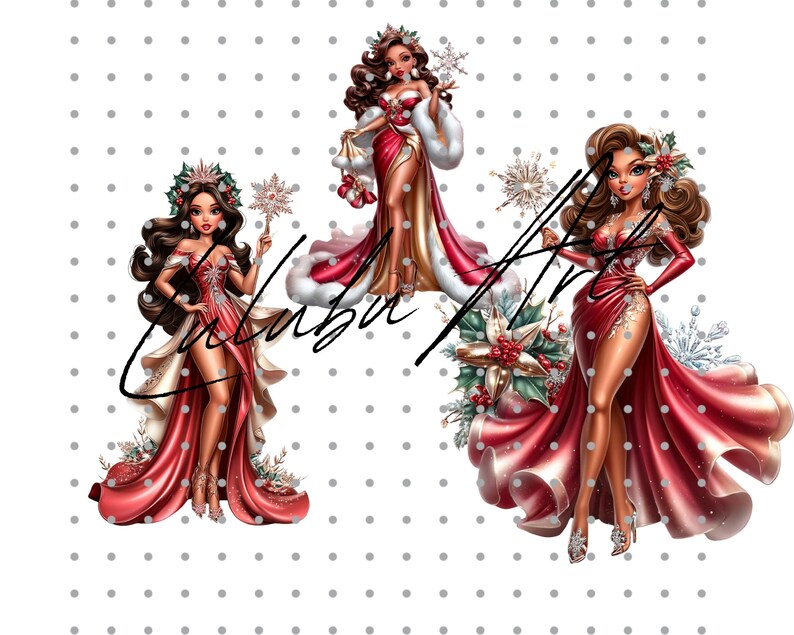 Christmas Girl PNG Clipart: 39 Piece Printable Art (digital Download ...
