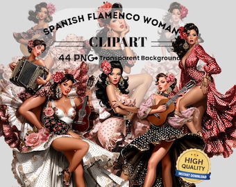 Spanish Flamenco Clipart: 44 Printable PNG Art (Digital Download)