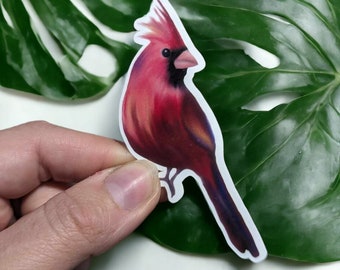 Red Cardinal Vinyl Sticker, Weatherproof Bird Decal