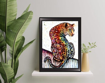 Leopard Art Print Big Cat Wild Animal Art Cheetah Painting Jungle Cat Feline Print Cat Leopard Gifts