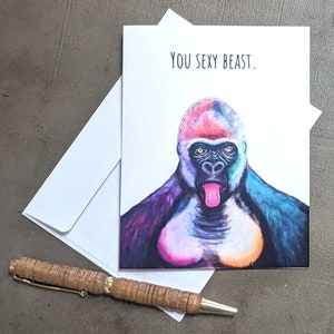 You Sexy Beast / Gorilla Card / Husband Boyfriend Card / Funny Monkey Card For Him