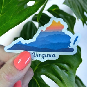 Virginia Blue Ridge Mountains Sticker, Weatherproof, Durable Vinyl VA State Decal, Water Bottle, Laptop, Notepad, Bumper Sticker, 3.5x2&quot;