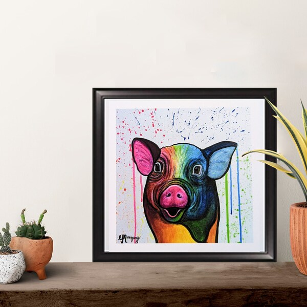 Pig Art Print  ‘Percy’ Baby Room Animal Wall Decor for Home & Living