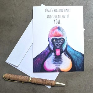 Funny Gorilla Card / Sexy Gorilla Joke Card / Husband Boyfriend Card / Funny Monkey Card For Him