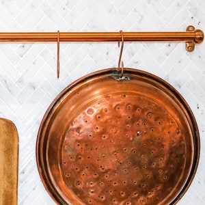 Copper Pot Rail with 5 &quot;S&quot; Hooks