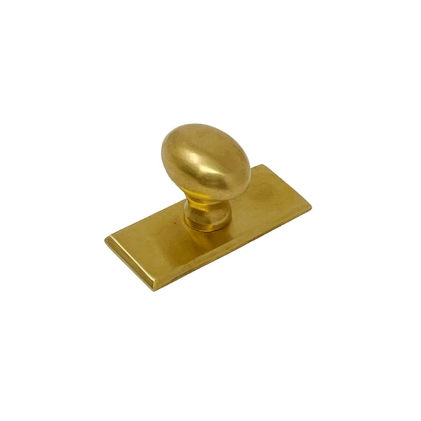 HRLBrass Oval Knob with Rectangle Backplate - Burnished Unlacquered Brass