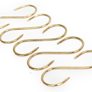 Pack of 5 Unlacquered Brass &quot;S&quot; Hooks