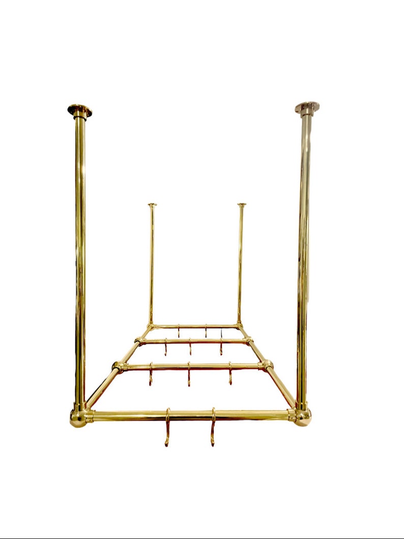 Hrlbrass Unlacquered Brass Hanging Pot Rack Etsy