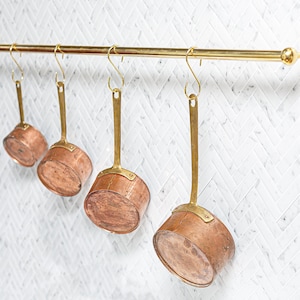 Unlacquered Brass Pot Rail with 5 or 7 "S' hooks