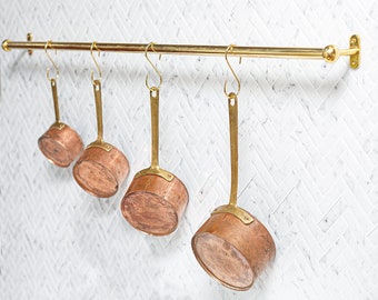 Unlacquered Brass Pot Rail with 5 or 7 "S' hooks