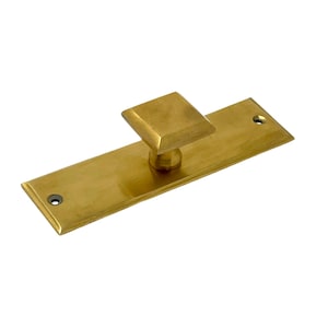 HRLBrass Square Cabinet Knob with Backplate - Burnished Brass