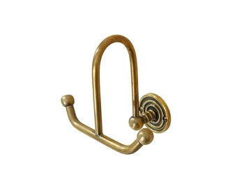 HRLBrass Double Hook - Burnished Unlacquered Brass