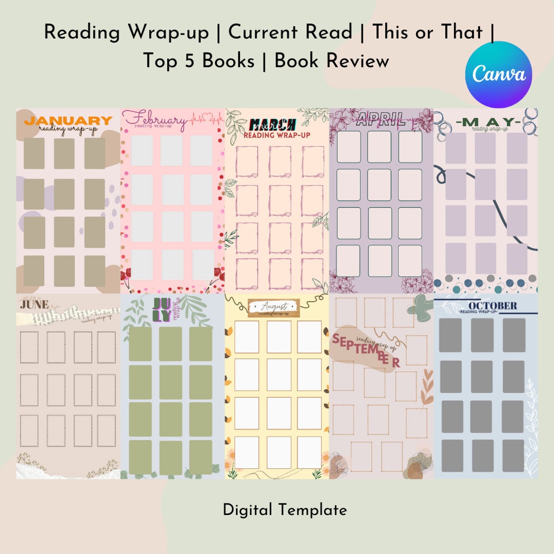 Monthly Reading Wrap up Templates for Instagram Stories Etsy