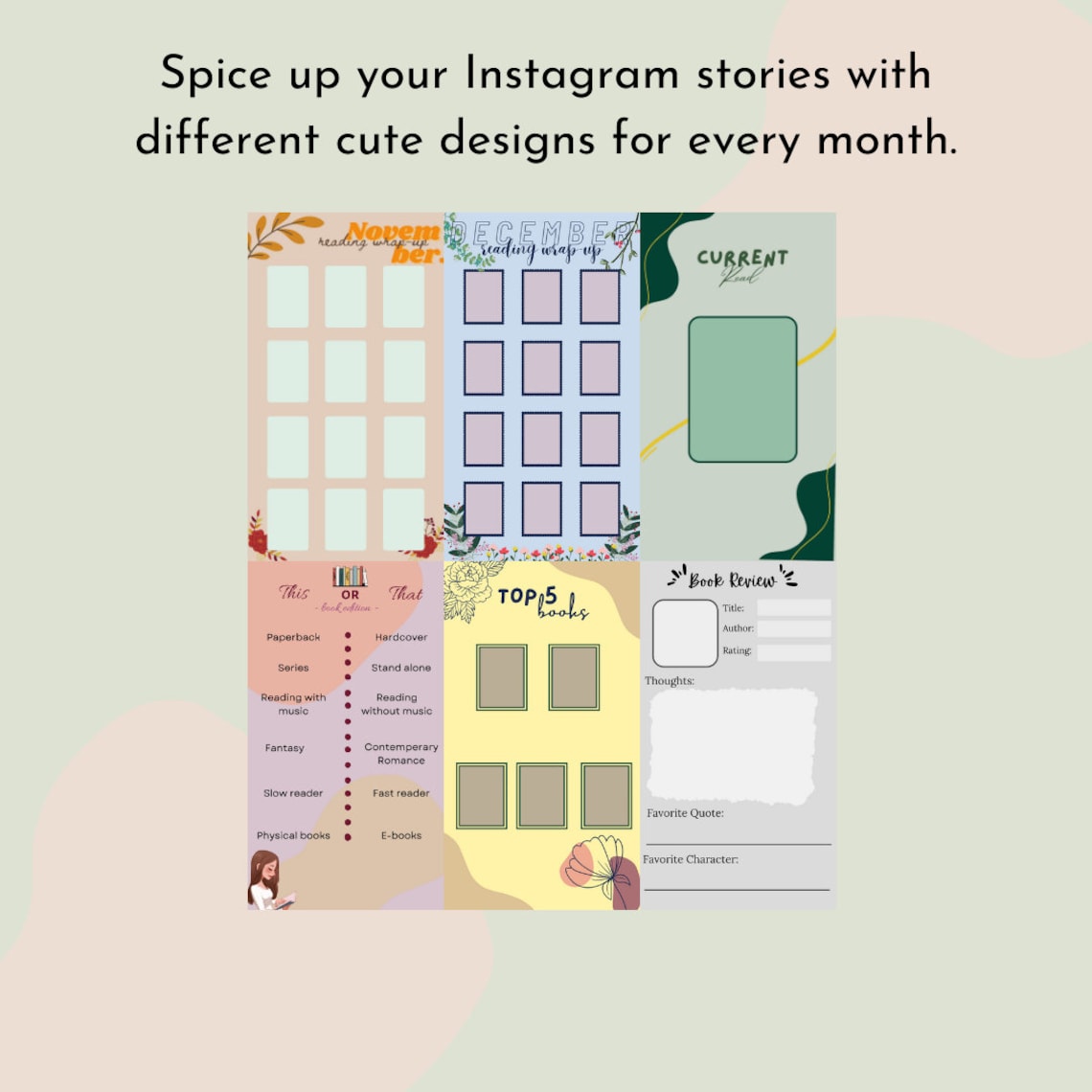 Monthly Reading Wrap up Templates for Instagram Stories Etsy