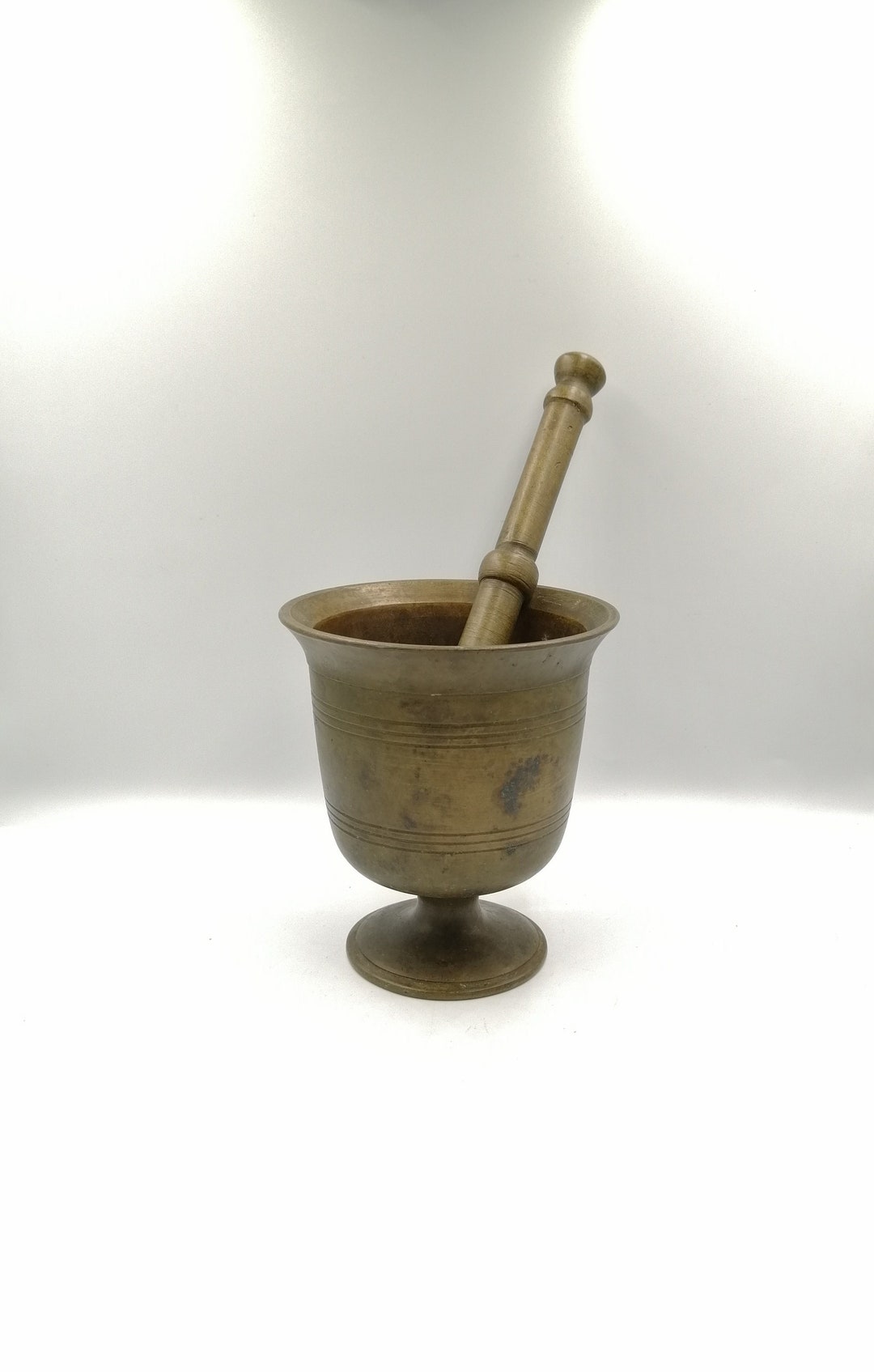 Antique Heavy Mortar and Pestle, Estimatedly 1950s, Brassmade,1750 Gr