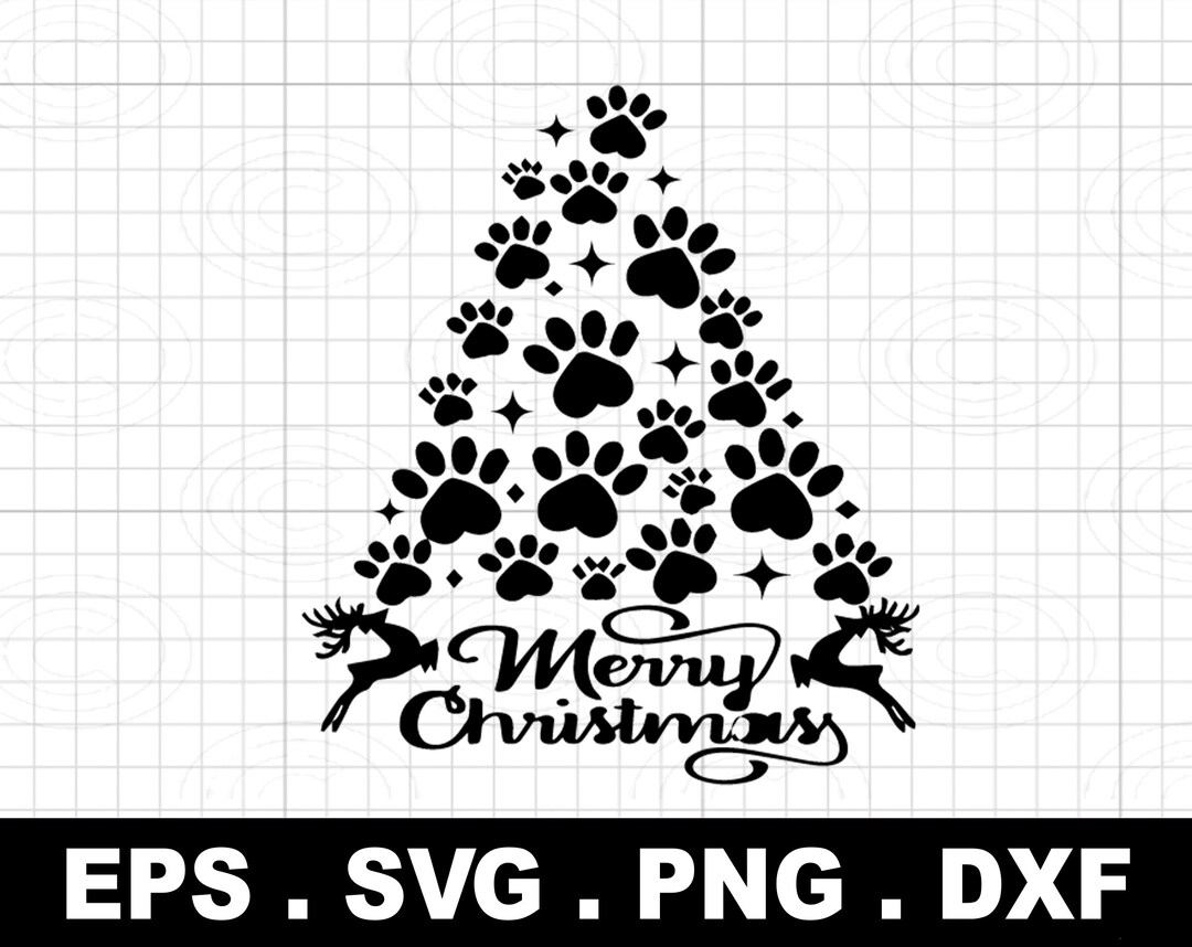 Paw Tree Svg, Merry Christmas, Cricut, Silouhette, Be Real Svg, Digital