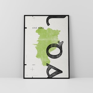 Co. Kildare Art Print • Ierland • Ierse poster • Gaelic/Keltisch • Typografische kunst • Cill Dara • Kaart