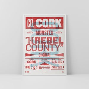 Corkprint / poster • Ierland • Retro / vintage Iers • Gaelic / Keltisch • kunst in boekdrukstijl / typografisch ontwerp • Corcaigh