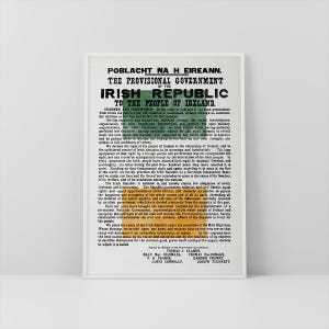 アイルランド共和国宣言（国旗付き） • 「Forógra na Poblachta」 • アイルランド • 高品質複製プリント / ポスター • 1916