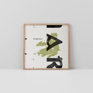 Co. Kerry Art Print • Ierland • Ierse poster • Gaelic/Keltisch • Typografische kunst • Ciarrai • Kaart