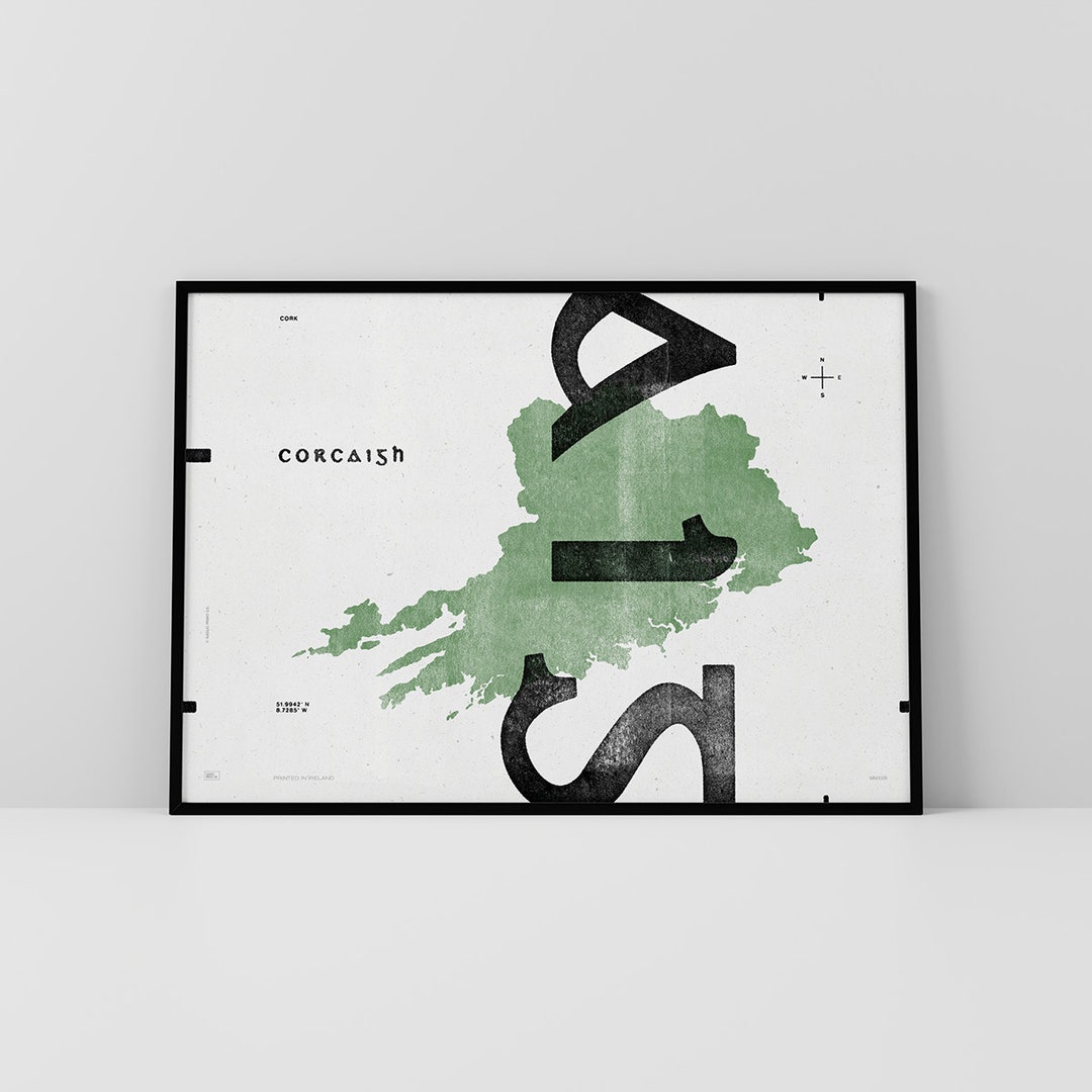 Co. Cork Art Print Ireland Irish Poster Gaelic / Celtic Typographic Art