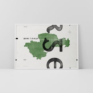 Co. Waterford Art Print • Ierland • Ierse poster • Gaelic/Keltisch • Typografische kunst • Port Láirge • Kaart