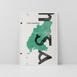 Co. Wexford Art Print • Ierland • Ierse poster • Gaelic/Keltisch • Typografische kunst • Loch Garman • Kaart