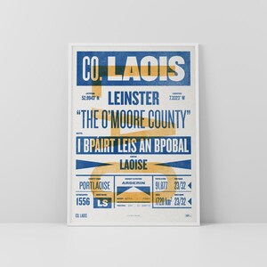 Co. Laois Print / Poster • Irland • Retro / Vintage Irisch • Gälisch / Keltisch • Letterpress-Stil Kunst / Typografie Design • Laois