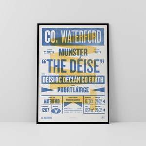Co. Waterford Druck / Poster • Irland • Retro / Vintage Irisch • Gälisch / Keltisch • Letterpress-Stil Kunst • Typografisches Design • Port Láirge