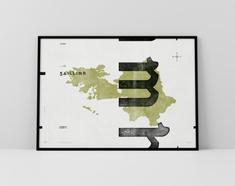 Co. Galway Art Print • Ireland • Irish Poster • Gaelic / Celtic • Typographic Art • Gaillimh • Map