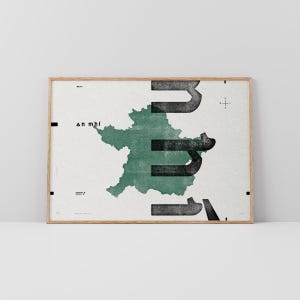 Co. Meath Art Print • Ierland • Ierse poster • Gaelic/Keltisch • Typografische kunst • Een Mhí • Kaart