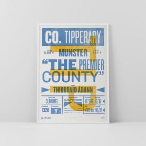 Co. Tipperary Druck/ Poster • Irland • Retro / Vintage Irisch • Gälisch / Keltisch • Letterpress-Stil Kunst / Typografisch • Tiobraid Árann