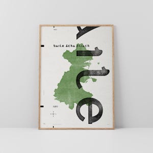 Co. Dublin Kunstdruck • Irland • Irisches • Gälisch / Keltisches • Typografie • Áth Cliath • Landkarte