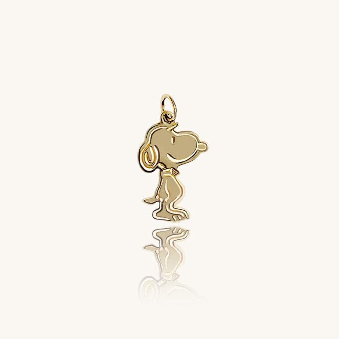 14K Solid Gold Snoopy Pendant: Delicate Everyday Jewelry - Etsy