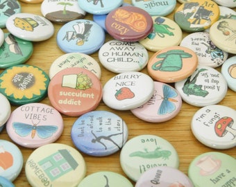 Cottagecore Button Blind Bags (cottage core small gift stocking stuffer goblincore magpie corvid cute happy cozy flowers fairies animals)