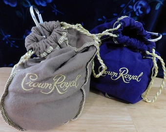 Upcycled Royal Bag of Holding WITH BELT CLIP, Upcycled Drawstring Bag (purple tan rpg dice sack purse)